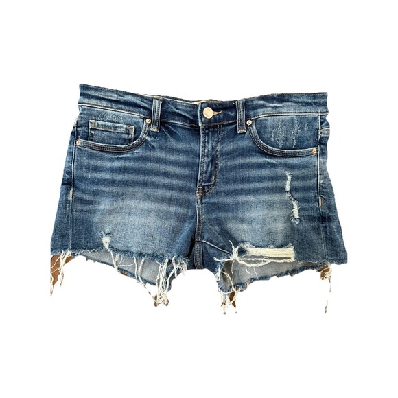 BKE Denim Stella Mid-Rise Distressed Cutoff Jean Shorts Raw Frayed Hem 29 - Picture 1 of 10
